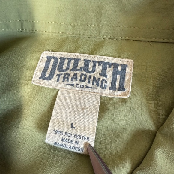 Duluth Trading No Worries Long Sleeve Shirt Mens Large Green Sweat Wicking Snap - Picture 4 of 8